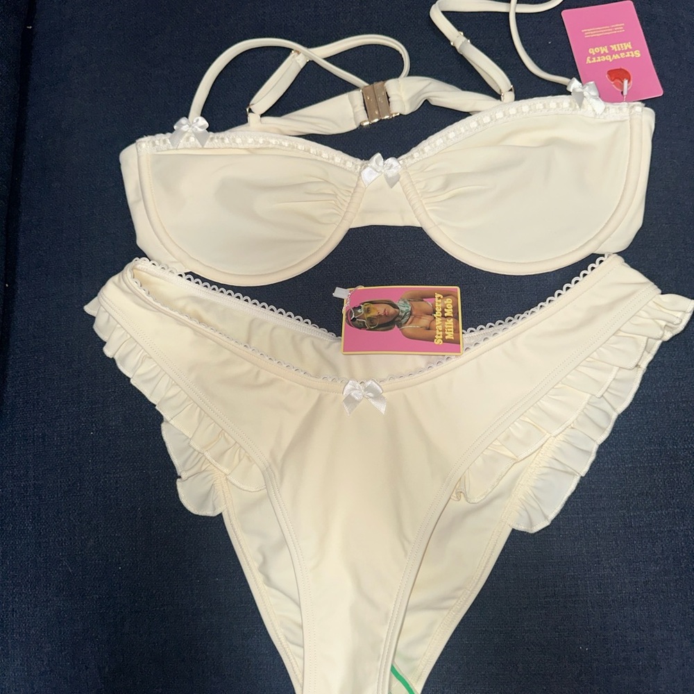 Strawberry Milk Mob Cream Bikini Set Desert Cowgirl